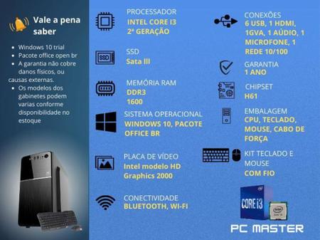 Imagem de Computador Core i3 4gb 1tb ssd kit teclado e mouse  - PC Master