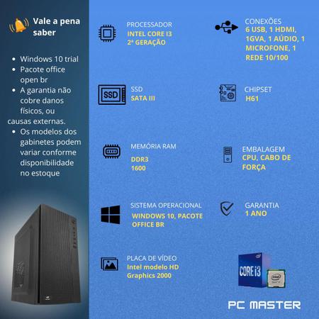 Imagem de Computador Cpu Desktop Core i3 4150 4ª ger 3.50ghz 4gb ddr3 1tb ssd sata - PC Master