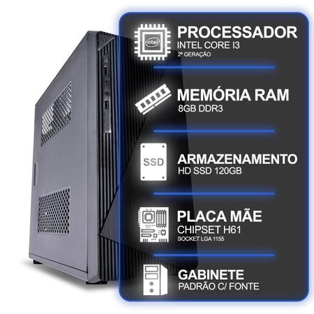 Imagem de Computador Desktop, Intel Core I3 2º Geração, 8Gb Ram, Hd