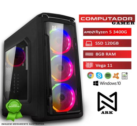 Imagem de Computador Gamer ARK Powered By Asus AMD Ryzen 5 3400G, 8GB, SSD 120GB, Radeon Vega 11, Windows 10 Pro