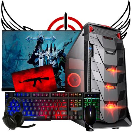 Imagem de Computador Gamer Barato Completo Cpu i5 8gb Ram ssd 240gb placa de vídeo 4gb + monitor 17" + combo g