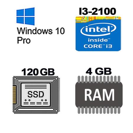 Imagem de Computador I3 2100, Hd Ssd 120Gb, Memória 4Gb, Win10