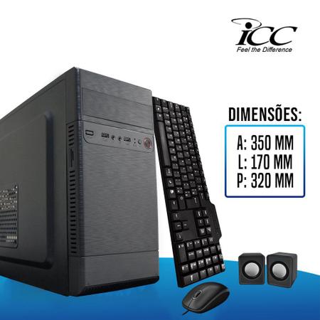 Imagem de Computador ICC IV2343KWM19 Intel Core I3 3.20 ghz 4GB HD 2TB Kit Multimídia Monitor LED 19,5 Win10