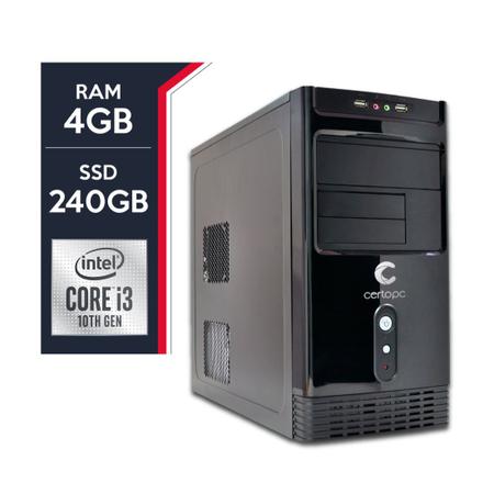 Imagem de Computador Intel Core i3 10ª Geração 4GB SSD 240GB Certo PC Smart 4301