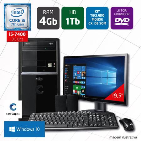 Imagem de Computador + Monitor 19,5 Intel Core i5 7ª Geração 4GB HD 1TB DVD Windows 10 Certo PC SELECT 028