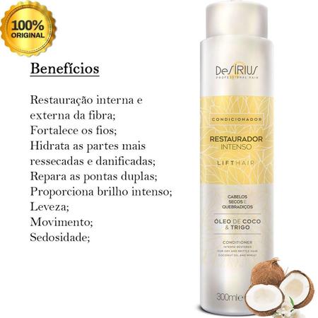 Condicionador Restaurador Intenso Desirius Lift Hair 300Ml Imagem de Condicionador Restaurador Intenso Desirius Lift Hair 300Ml