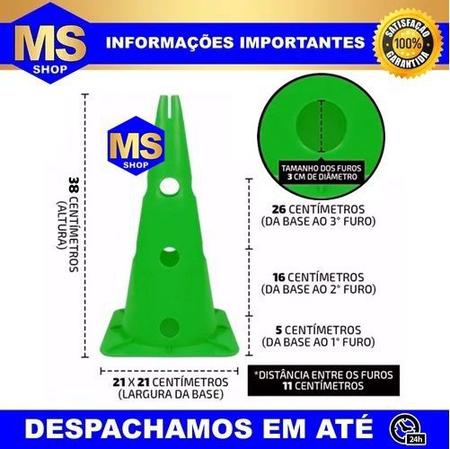 Imagem de Cone De Agilidade Treino Funcional C/ 38cm 3 Furos Flexível