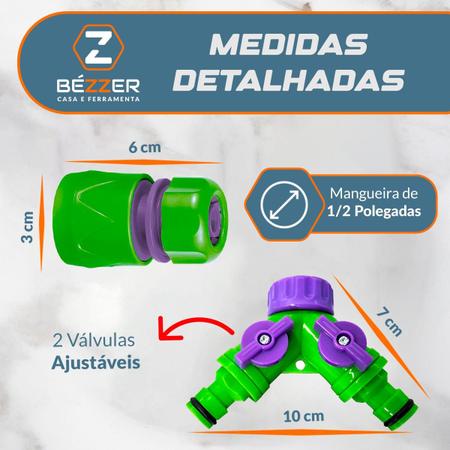 Imagem de Conector Derivação Y Registro com Válvula 3/4 Dupla Saída para engate Rápido 1/2 Palisad