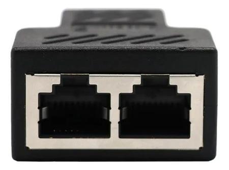 Imagem de Conector Extensor Duplicador Rj45 Splitter Plug T Preto