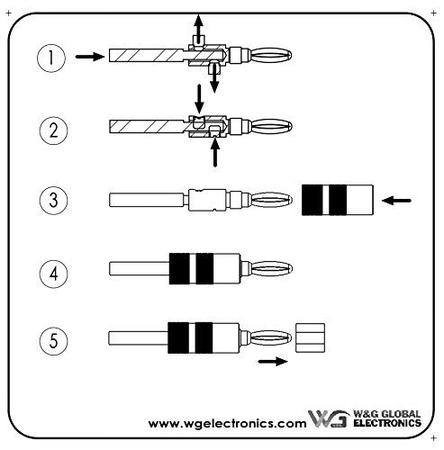 Imagem de Conector Jack Áudio WGGE WG-009 Banana Plug 12 Pares/24 pcs 24k Ouro Duplo Rosqueado Alto-falante