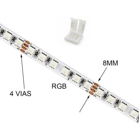 Imagem de Conector para Fita Led RGB 8mm 4 Vias - 25 unidades