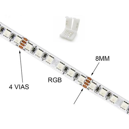 Imagem de Conector para Fita Led RGB 8mm 4 Vias - 5 unidades