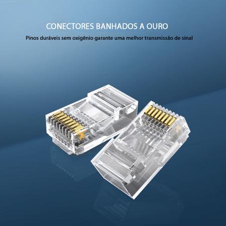 Imagem de Conector Rj45 Macho Cat6/Cat5e 8P8C Cabo Rede Crimpar 200un