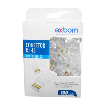 Imagem de Conector RJ45 Plug Cristal 8P8C Cat5e Caixa com 100 unidades