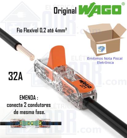 Imagem de Conector Wago Compacto Emenda 2 Fios Modelo 221 Inline