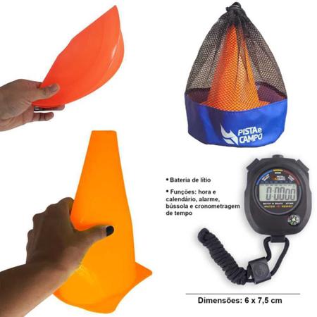 Imagem de Cones de agilidade bolsa e cronômetro Treinos e Futebol - LA