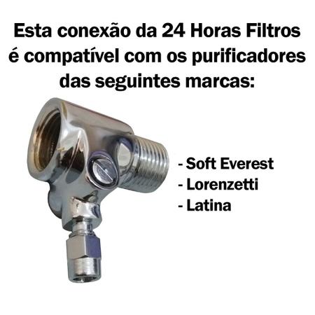 Imagem de Conexão Adaptador 1/2" P/ Torneira Filtro de Água Bebedouro Mangueira 3/8" Com Registro