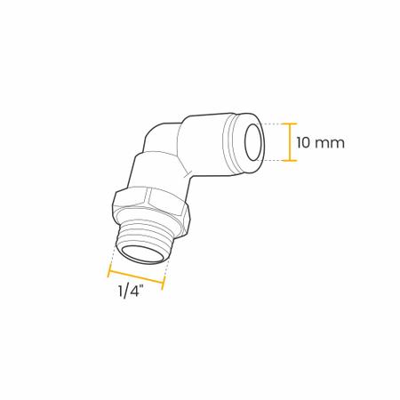 Imagem de Conexao Rápida Cotovelo Macho 10 Mm X 1/4 Bsp