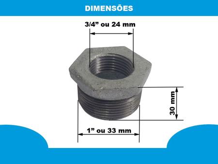 Imagem de Conexão União Bucha Redução 1 Polegada Macho X 3/4 Fêmea Bsp