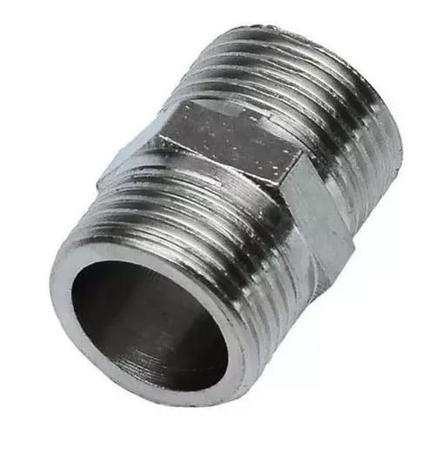 Imagem de Conexão Uniao Cromada Latão Niple Macho Macho 1/2 X 1/2 Npt