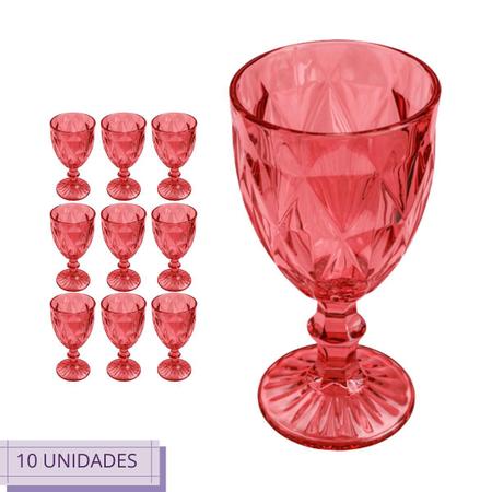 Imagem de Conj 10 Taças Diamante 340ml Vermelha Bico De Jaca