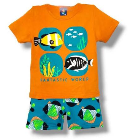 Imagem de Conj. infantil menino camiseta  e bermuda peixes coloridos - pipa - tam. 4