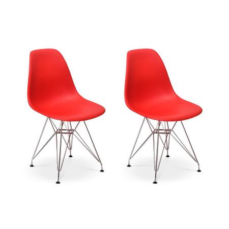 Imagem de Conjunto 02 Cadeiras Charles Eames Eiffel Base Metal Design - Vermelha