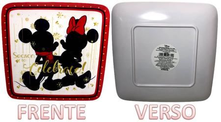 Imagem de Conjunto 02 Pratos Quadrados Decorativos Melamina De Natal - Mickey E Minnie Mouse - Season To Celebrate - Decoração Natalina - Disney