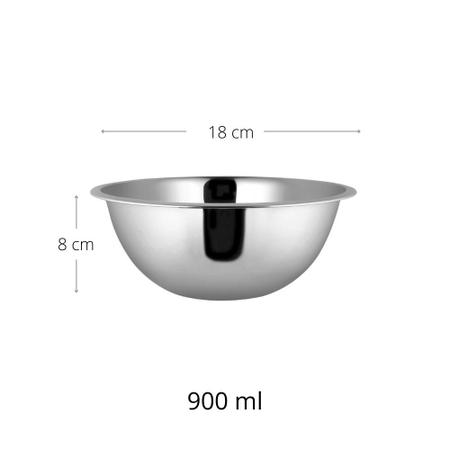 Imagem de Conjunto 05 Bowls Tigelas Aço Inoxidável Prata Cozinha Completa Multiuso Funcional