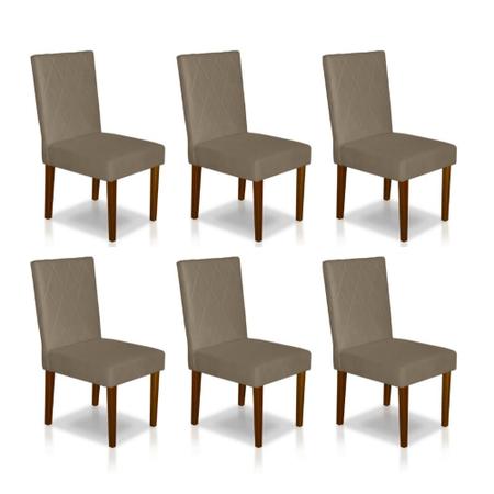 Conjunto de Mesa de Jantar com 6 Cadeiras Estofadas Maia I Veludo