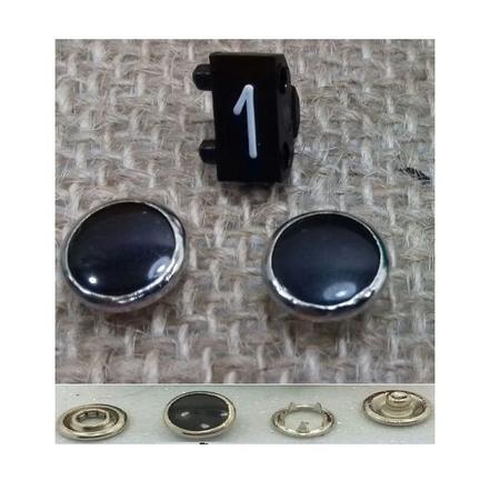 Imagem de conjunto 1 Matriz Botão Pressão N.38 COM 11 MM + 40 Botões cabeça pérola negra  - PRETA