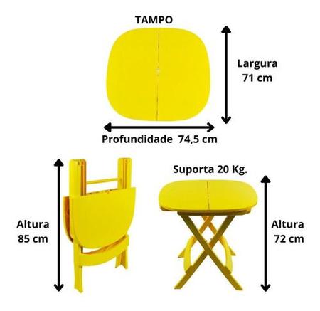 Imagem de Conjunto 1 Mesa 4 Cadeira Dobrável Plástico Bar Varanda Açaí