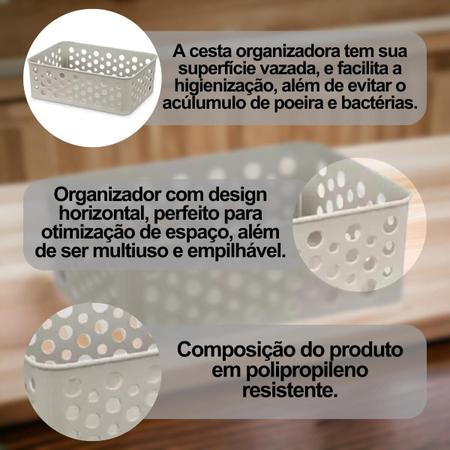 Imagem de Conjunto 10 Cestos Multiuso Empilhável Organizador De Gavetas Lavanderia Prático Versátil Decorativo