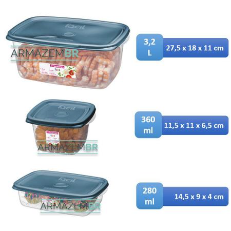 Imagem de Conjunto 10 Potes Hermético Plástico Alimentos Mantimentos Cozinha - SR10/16 Sanremo