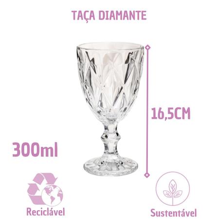 Imagem de Conjunto 12 Taça de vidro Bico de Jaca Diamante Transparente