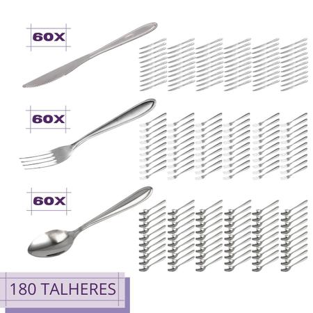 Garfo faca e colher de mesa Restaurante 180 peças Tramontina