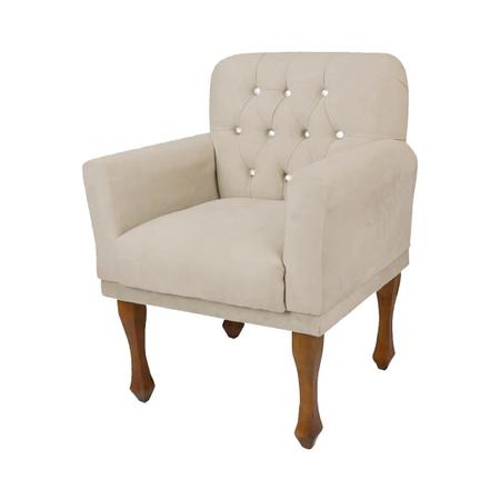 Imagem de Conjunto 2 Cadeira Poltrona Estofada Decorativa Salão Anitta Suede Bege DL Decor