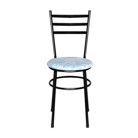 Imagem de Conjunto 2 Cadeiras Epoxi Preta Para Cozinha Com Assento Estampado