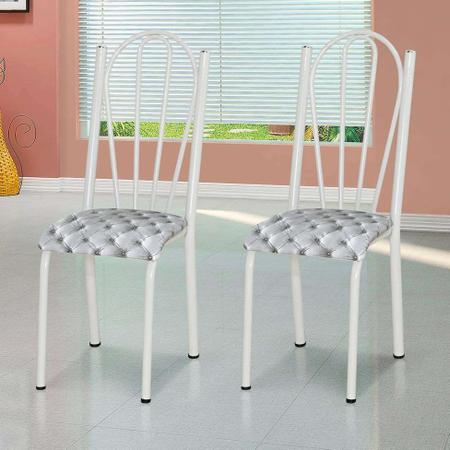 Imagem de Conjunto 2 Cadeiras Mnemósine  Branco e Estampa Capitonê
