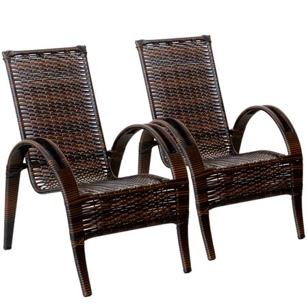Imagem de Conjunto 2 Cadeiras Napoli em Fibra Sintética Artesanal Para Varanda, Área, Jardim, Edícula - Pedra Ferro