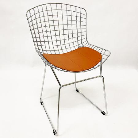 Imagem de Conjunto 2 Cadeiras para cozinha Bertoia Cromada assento cor cobre aço maciço