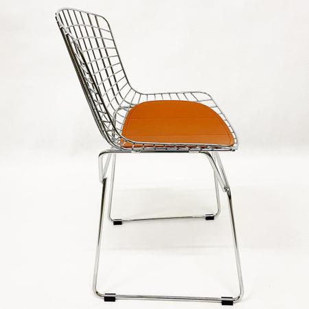Imagem de Conjunto 2 Cadeiras para cozinha Bertoia Cromada assento cor cobre aço maciço