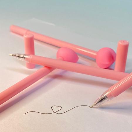Imagem de Conjunto 2 canetas em gel kit de coração delicada para escole e escritório