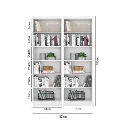 Imagem de Conjunto 2 Estantes Livreiro Multiuso 1404 Branco - Qmovi