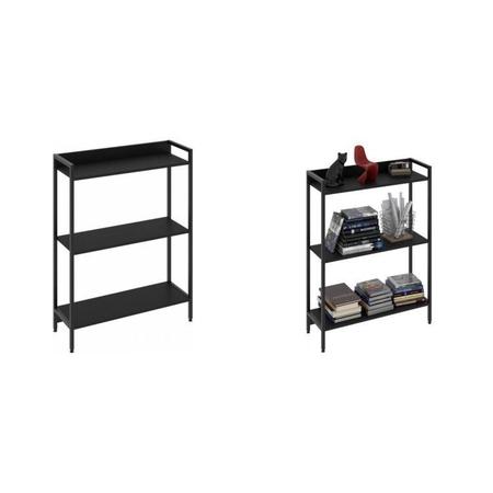 Imagem de Conjunto 2 Estantes para Livros Baixas Industrial Aço 3 Prateleiras 104x80cm Active Yescasa