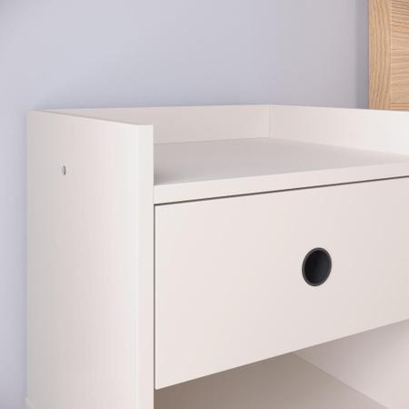 Imagem de Conjunto 2 Mesas de Cabeceira Pequena Kit Mesinhas com Gaveta Organizadora Lateral Apoio Cama Decore Cantinho Quarto - Off White- RPM