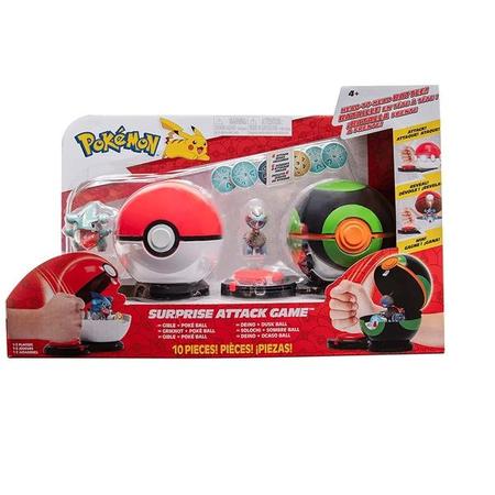 Imagem de Conjunto 2 Pokébolas de Ataque Surpresa Com 2 Mini Figuras Pokémon - Gible e Deino - Sunny