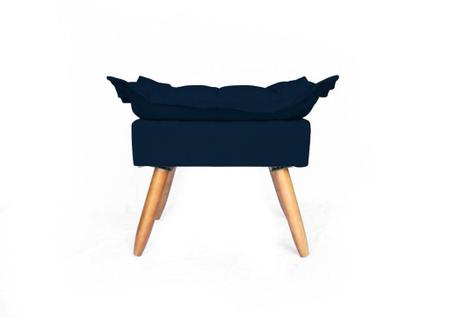 Imagem de Conjunto 2 Poltronas Decorativa Opala e Puff Opala Pés Palito Suede Azul Marinho WEB SHOP MOVEIS