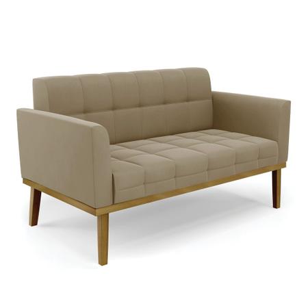 Imagem de Conjunto 2 Poltronas e 1 Namoradeira Decorativa Karen Pés Fixo em Madeira Castanho Suede Nude G19 - Gran Belo