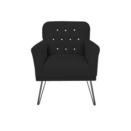 Imagem de Conjunto 2 Poltronas Estofada Para Escritório Pés de Ferro Anitta Suede Preto - LM DECOR